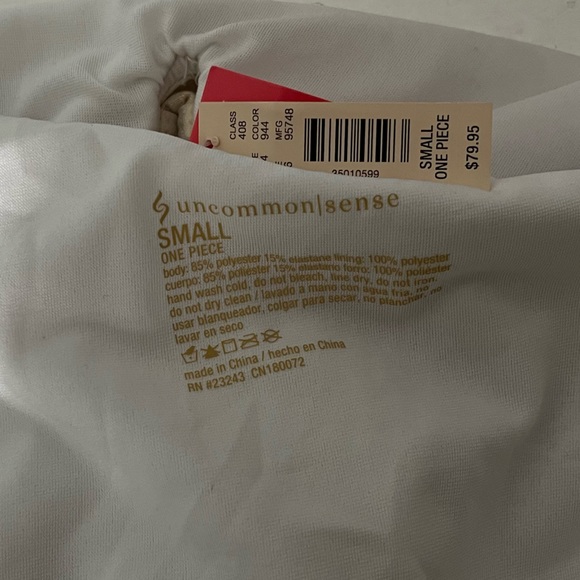 NWT Uncommon Sense One Piece Bikini Swimsuit White Iridescent Gold Shimmer S - Picture 2 of 3